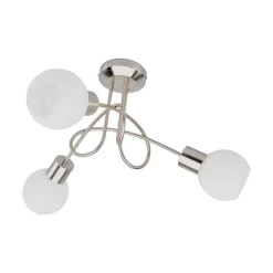Lindby loftlampe Elaina, Ø 38cm, 3 lyskilder, nikkel, glas, E14