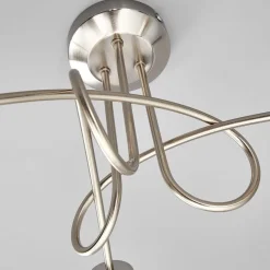 Lindby loftlampe Elaina, Ø 38cm, 3 lyskilder, nikkel, glas, E14