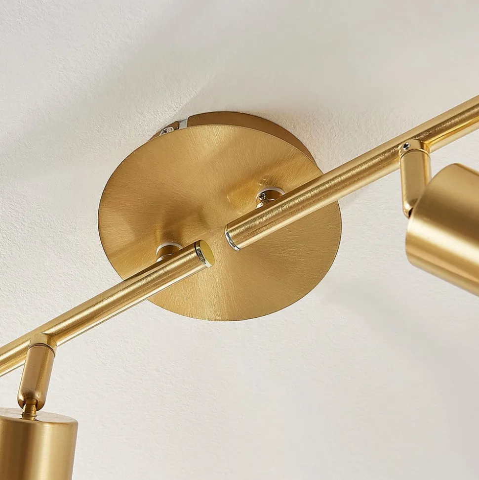 Lindby loftlampe Elaina, 70 cm, 4 lyskilder, messing, glas, E14