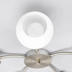 Lindby loftlampe Elaina, Ø 54cm, 5 lyskilder, nikkel, glas, E14