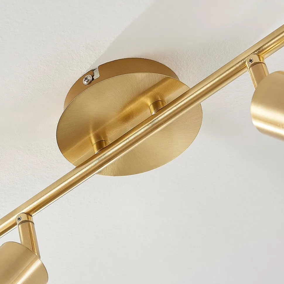 Lindby loftlampe Elaina, 30 cm, 2 lyskilder, messing, glas, E14