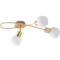 Lindby loftlampe Elaina, 54 cm, 3 lyskilder, messing, glas, E14