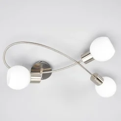 Lindby loftlampe Elaina, 50 cm, 3 lyskilder, nikkel, glas, E14