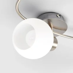 Lindby loftlampe Elaina, 50 cm, 3 lyskilder, nikkel, glas, E14
