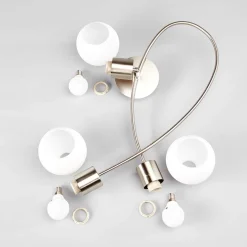 Lindby loftlampe Elaina, 50 cm, 3 lyskilder, nikkel, glas, E14