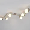 Lindby loftlampe Elaina, 180 cm, 6 lyskilder, nikkel, glas, E14