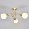 Lindby loftlampe Elaina, Ø52cm, 3 lyskilder, messing, glas, E14