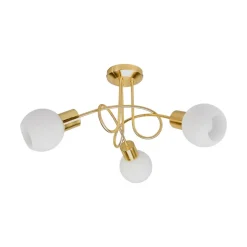 Lindby loftlampe Elaina, Ø52cm, 3 lyskilder, messing, glas, E14