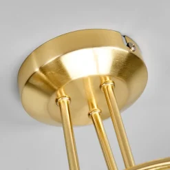Lindby loftlampe Elaina, Ø52cm, 3 lyskilder, messing, glas, E14