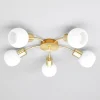 Lindby loftlampe Elaina, Ø54cm, 5 lyskilder, messing, glas, E14