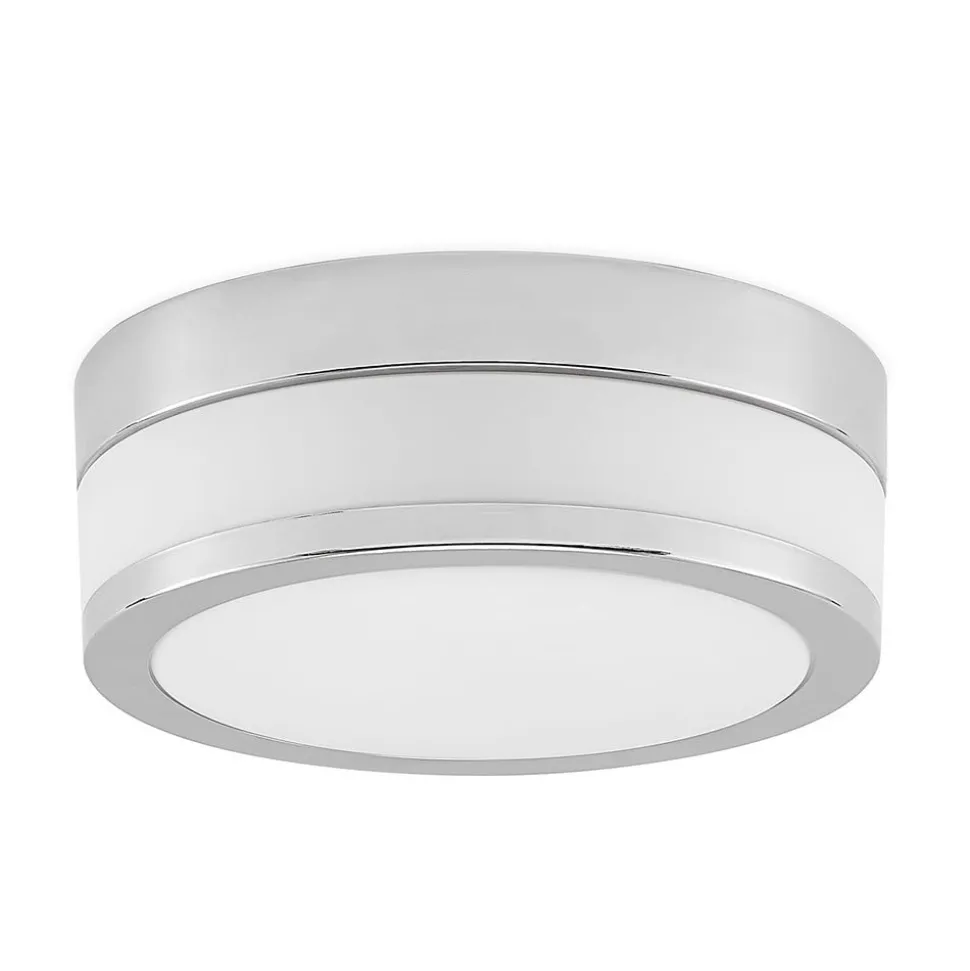 Lindby loftlampe Flavi, Ø 23 cm, krom, glas, IP44, E27