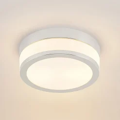 Lindby loftlampe Flavi, Ø 23 cm, krom, glas, IP44, E27
