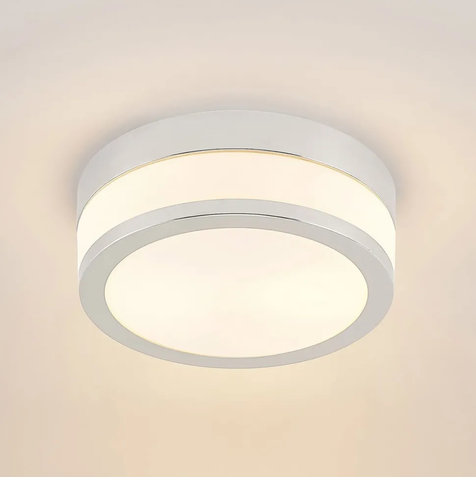Lindby loftlampe Flavi, Ø 23 cm, krom, glas, IP44, E27