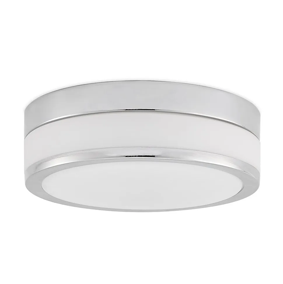 Lindby Loftlampe Flavi, Ø 28 cm, krom, glas, IP44, E27