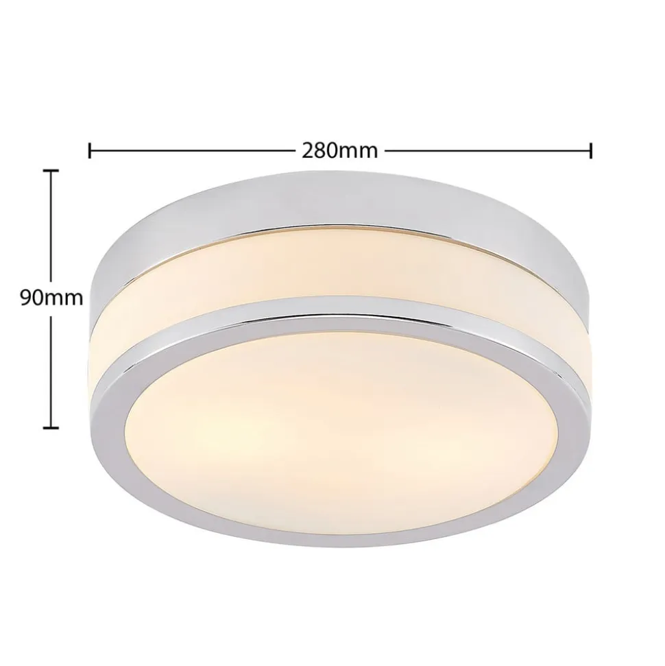 Lindby Loftlampe Flavi, Ø 28 cm, krom, glas, IP44, E27