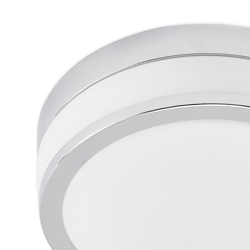 Lindby Loftlampe Flavi, Ø 28 cm, krom, glas, IP44, E27