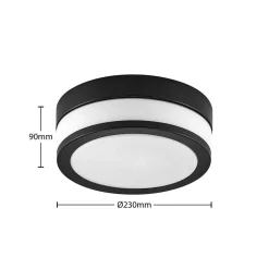 Lindby loftlampe Flavi, Ø 23 cm, sort, glas, IP44, E27