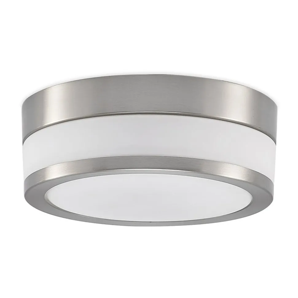 Lindby Loftlampe Flavi, Ø 23 cm, nikkel, glas, IP44, E27
