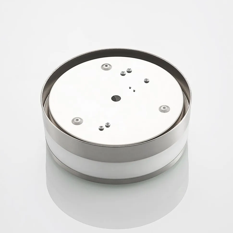 Lindby Loftlampe Flavi, Ø 23 cm, nikkel, glas, IP44, E27