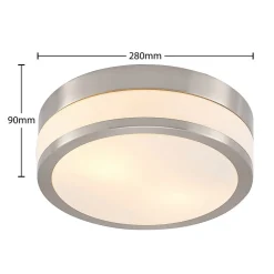 Lindby Loftlampe Flavi, Ø 28 cm, nikkel, glas, IP44, E27