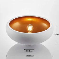 Lindby loftlampe Gerwina, hvid/guld, metal, 40 cm, E27