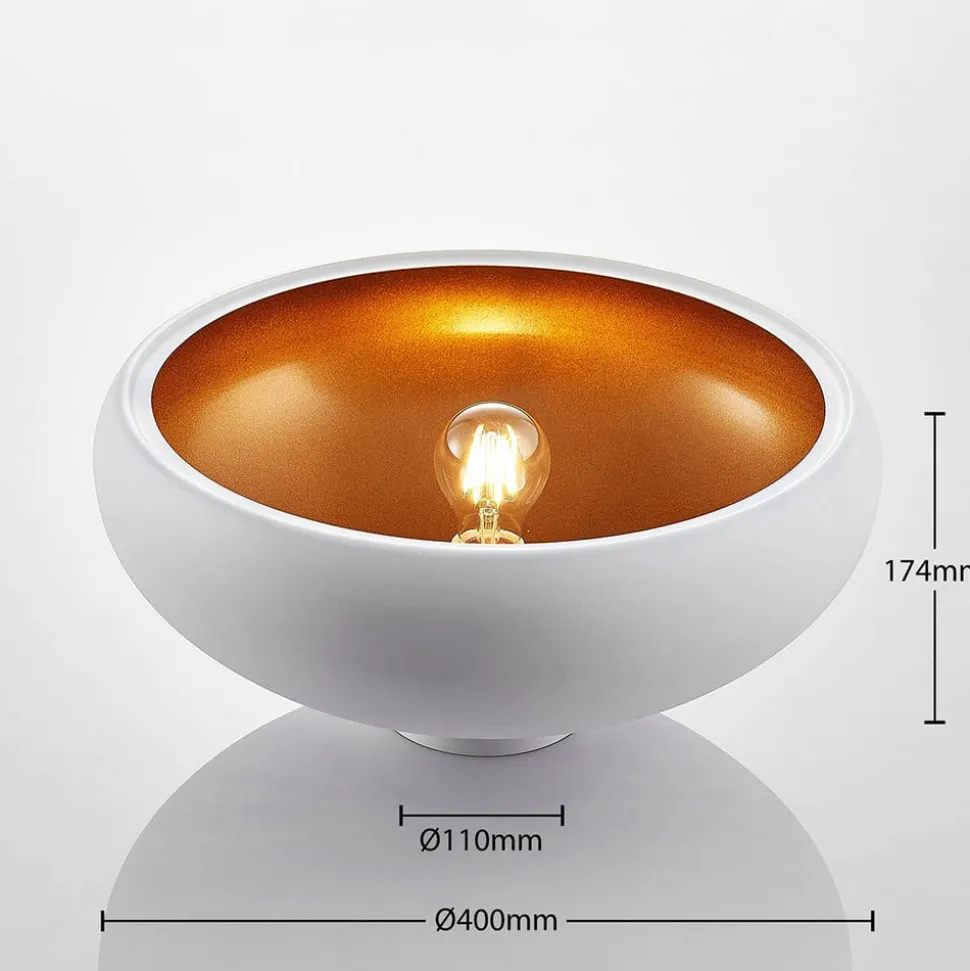 Lindby loftlampe Gerwina, hvid/guld, metal, 40 cm, E27