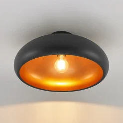 Lindby loftlampe Gerwina, sort/guld, metal, 40 cm, E27