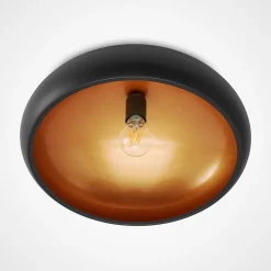 Lindby loftlampe Gerwina, sort/guld, metal, 40 cm, E27