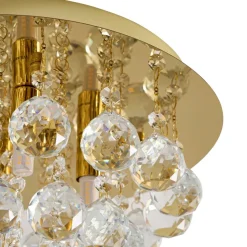 Lindby loftlampe Gillion, 4 lyskilder, guld, krystal, Ø 35cm