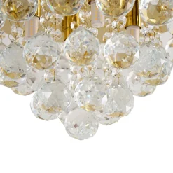 Lindby loftlampe Gillion, 4 lyskilder, guld, krystal, Ø 35cm