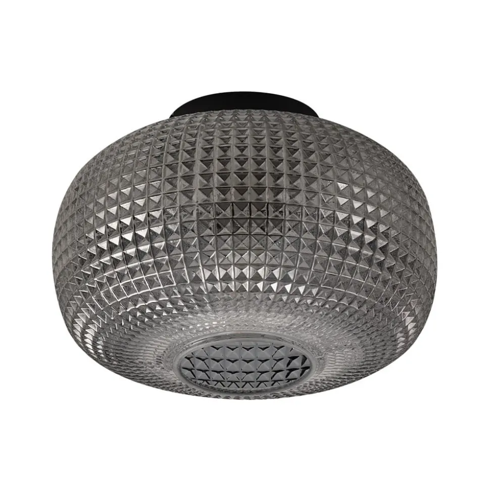 Lindby loftlampe Hildur, Ø 25 cm, røggrå, glas
