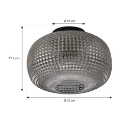 Lindby loftlampe Hildur, Ø 25 cm, røggrå, glas
