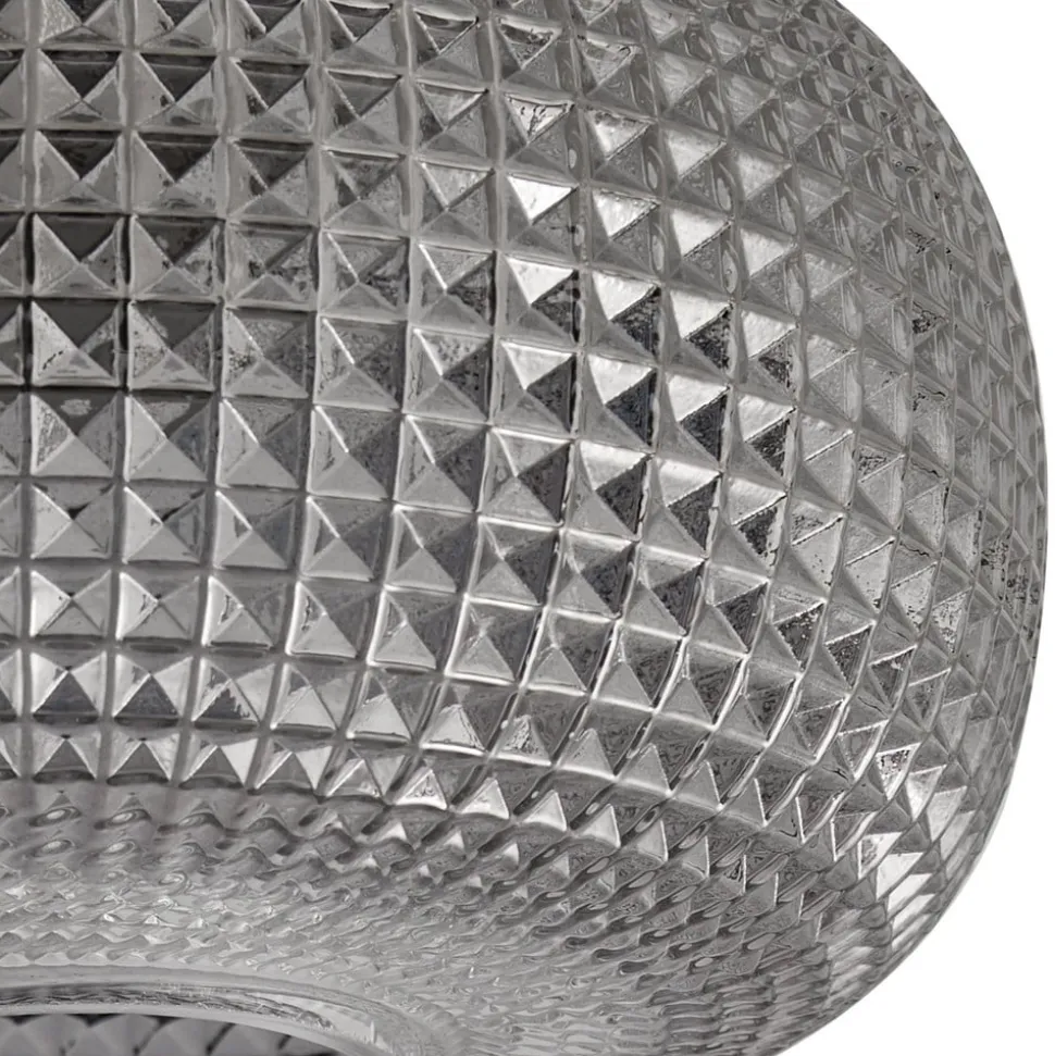 Lindby loftlampe Hildur, Ø 25 cm, røggrå, glas