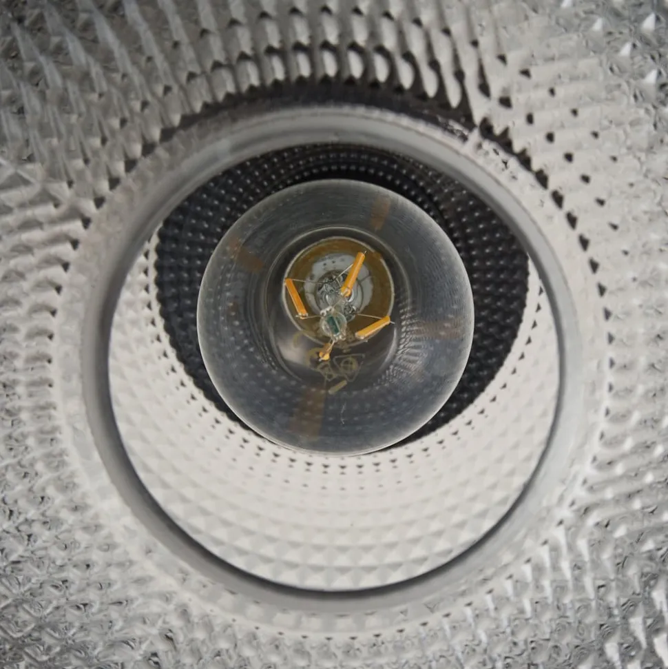 Lindby loftlampe Hildur, Ø 25 cm, røggrå, glas