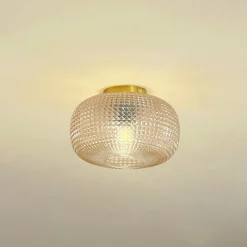 Lindby loftlampe Hildur, Ø 25 cm, ravfarvet, glas