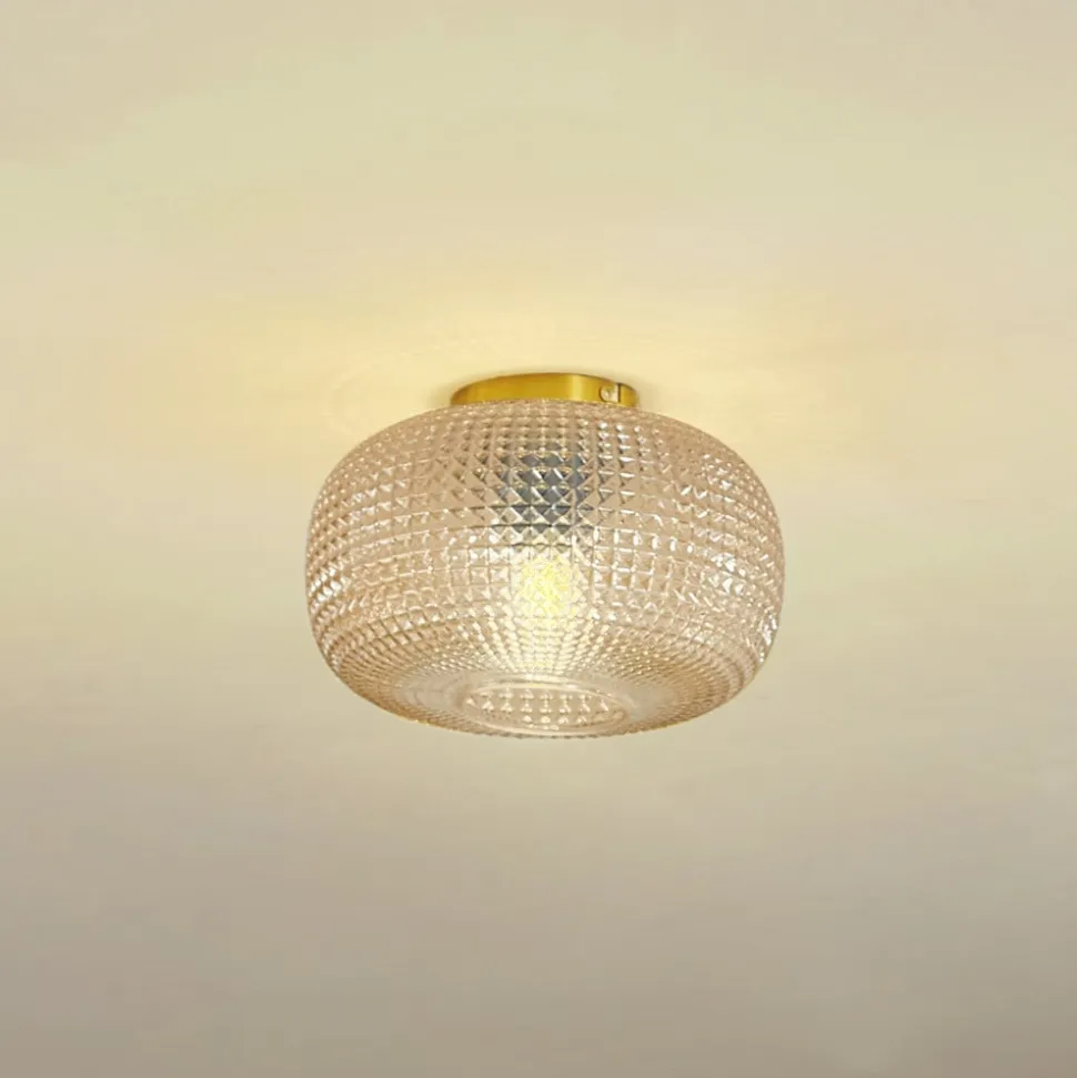Lindby loftlampe Hildur, Ø 25 cm, ravfarvet, glas