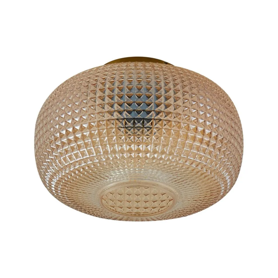 Lindby loftlampe Hildur, Ø 25 cm, ravfarvet, glas