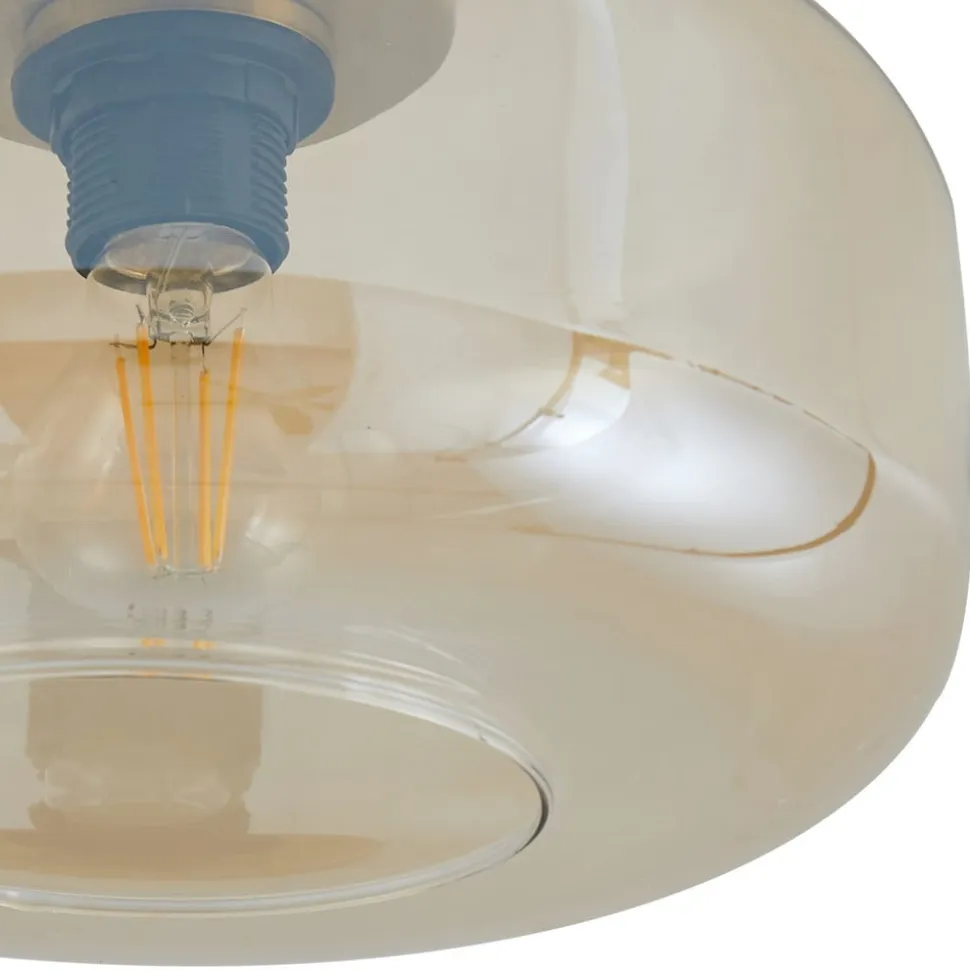 Lindby loftlampe Hildur, Ø 28,5 cm, ravfarvet, glas