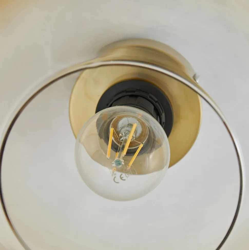 Lindby loftlampe Hildur, Ø 28,5 cm, ravfarvet, glas