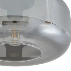 Lindby loftlampe Hildur, Ø 28,5 cm, røggrå, glas