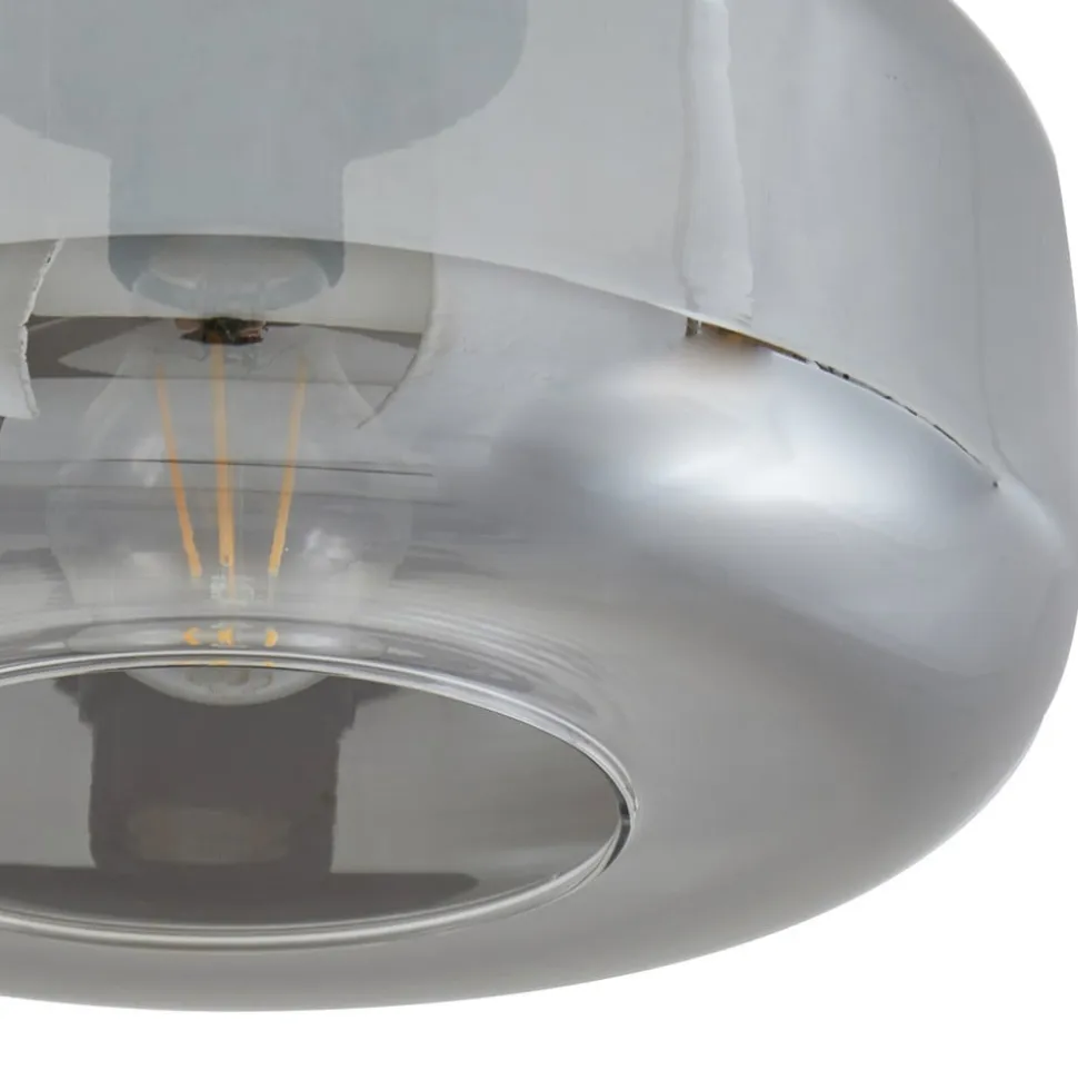 Lindby loftlampe Hildur, Ø 28,5 cm, røggrå, glas