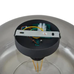 Lindby loftlampe Hildur, Ø 28,5 cm, røggrå, glas