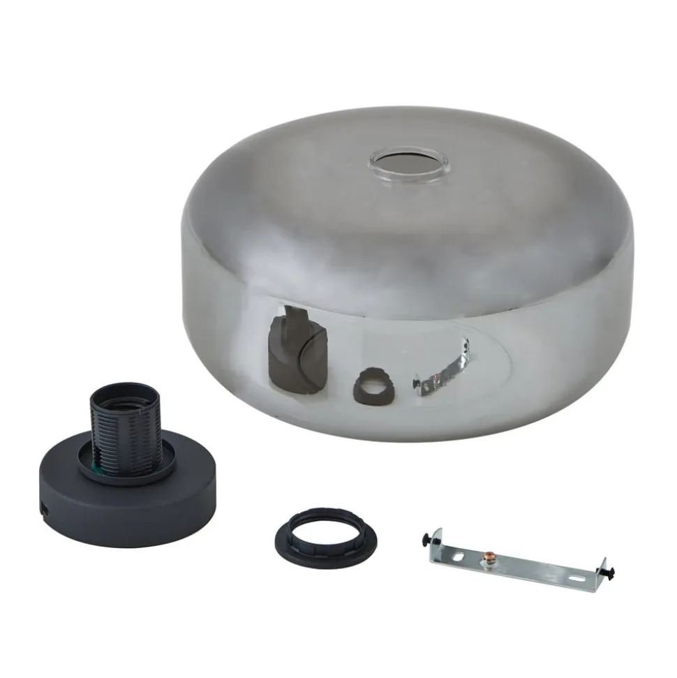 Lindby loftlampe Hildur, Ø 28,5 cm, røggrå, glas