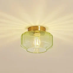 Lindby loftlampe Hildur, grøn, glas, Ø 22 cm
