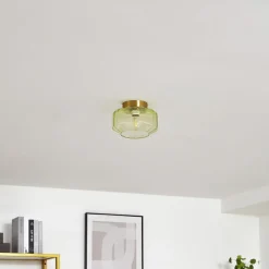 Lindby loftlampe Hildur, grøn, glas, Ø 22 cm