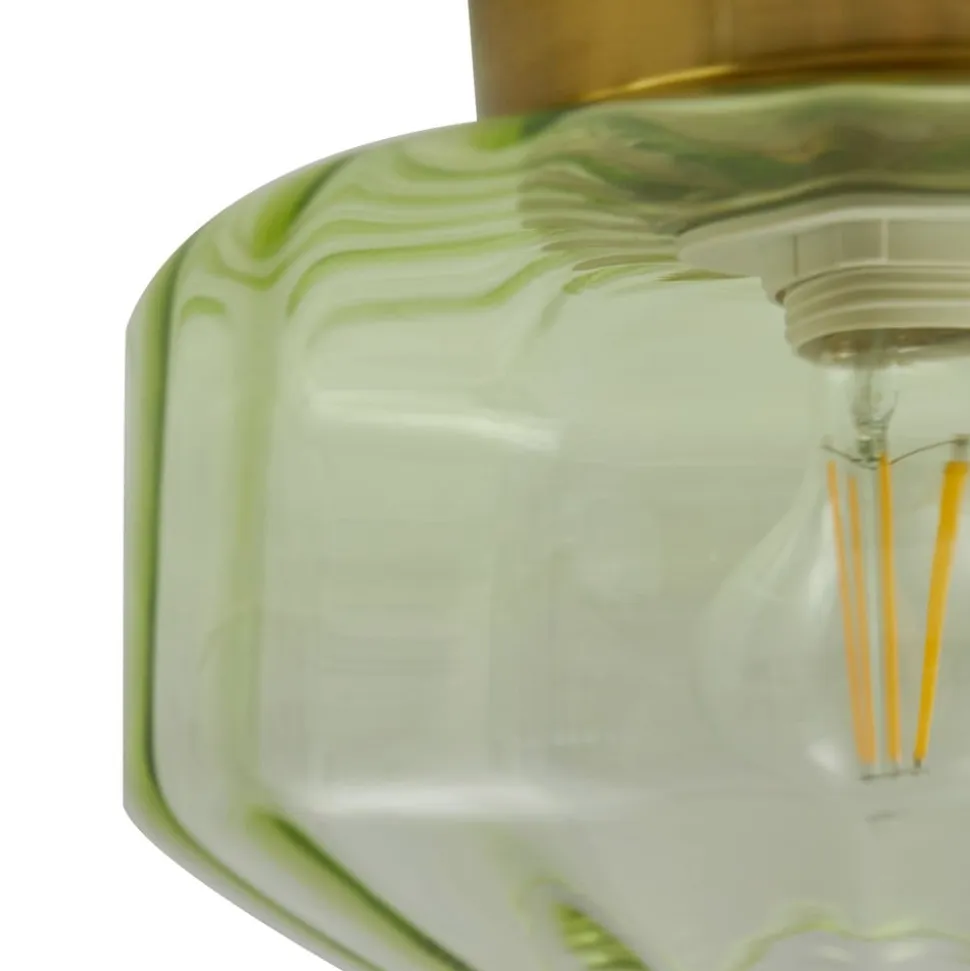 Lindby loftlampe Hildur, grøn, glas, Ø 22 cm