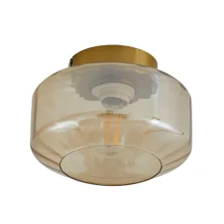 Lindby loftlampe Hildur, ravfarvet, glas, Ø 22 cm