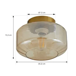 Lindby loftlampe Hildur, ravfarvet, glas, Ø 22 cm