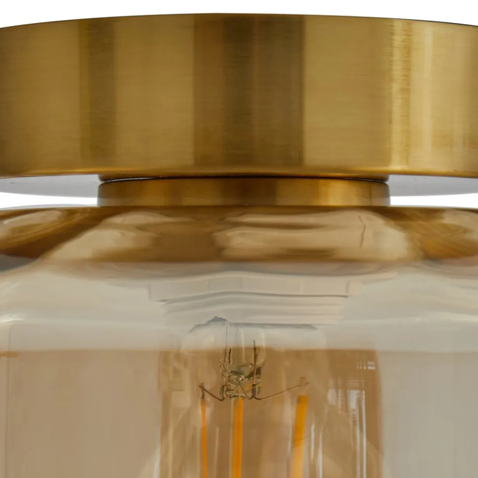Lindby loftlampe Hildur, ravfarvet, glas, Ø 22 cm