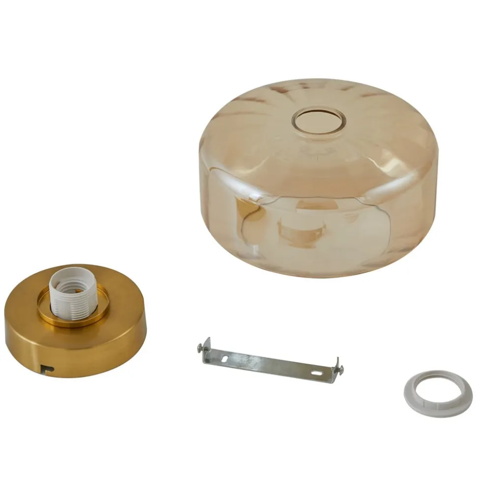 Lindby loftlampe Hildur, ravfarvet, glas, Ø 22 cm
